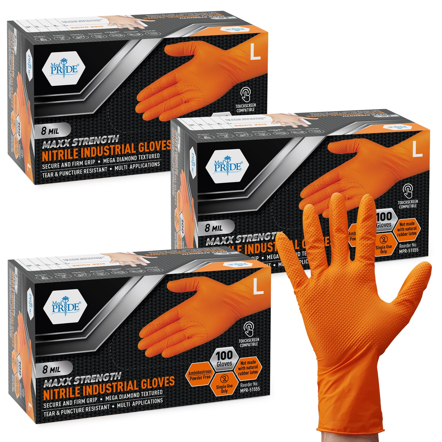 8 Mil Nitrile Exam Gloves Maxx Strength – Orange