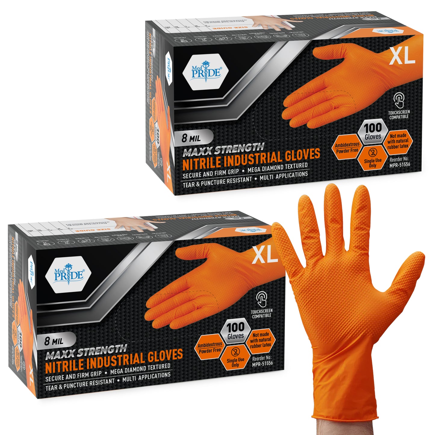 8 Mil Nitrile Exam Gloves Maxx Strength – Orange