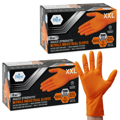 8 Mil Nitrile Exam Gloves Maxx Strength – Orange