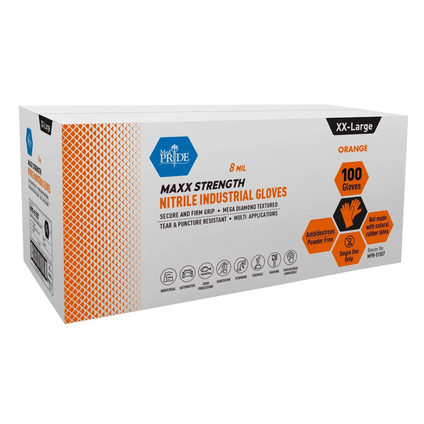 8 Mil Nitrile Exam Gloves Maxx Strength – Orange
