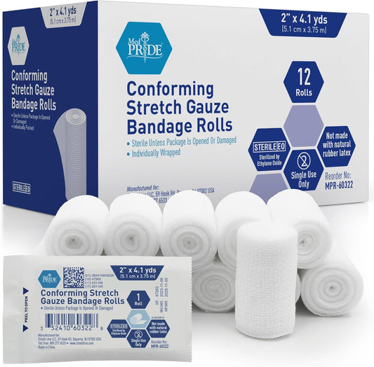 Sterile Conforming Stretch Gauze Bandage Rolls – Latex-Free