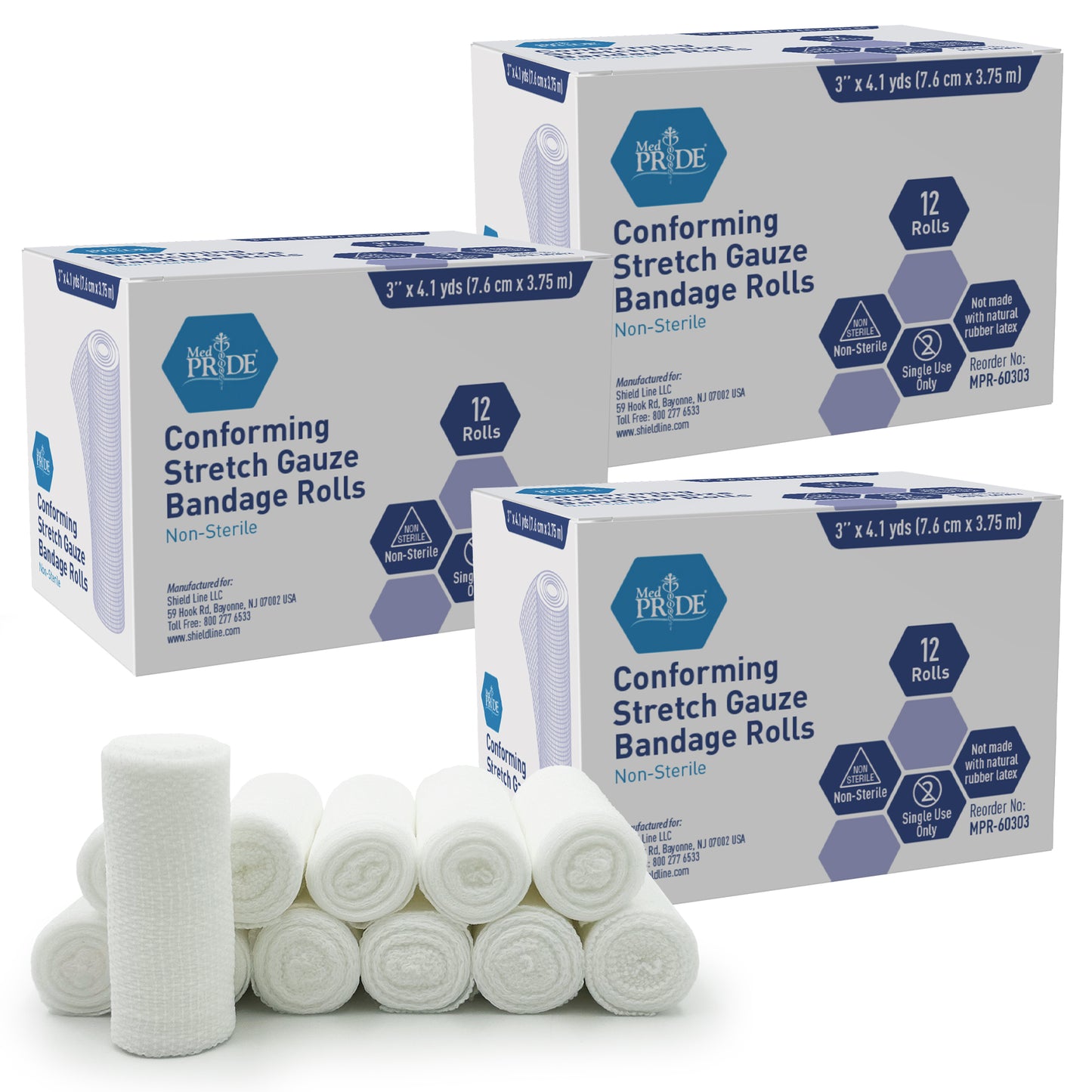 Conforming Stretch Gauze Bandage Rolls – Non-Sterile