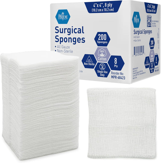 4” x 4” Gauze Surgical Sponges – Non-Sterile Pads