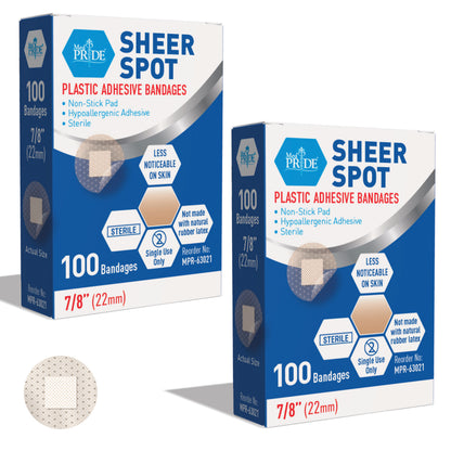 Round Clear Plastic Spot Adhesive Bandages – Hypoallergenic, 100 Count