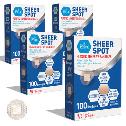 Round Clear Plastic Spot Adhesive Bandages – Hypoallergenic, 100 Count