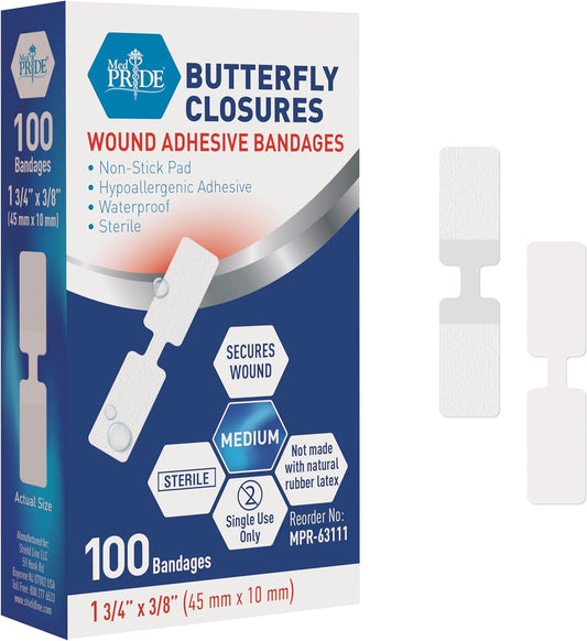 Butterfly Wound Closure Adhesive Bandages – Pack of 100