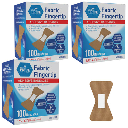 Fabric Adhesive Fingertip Bandages Hypoallergenic - 1.75" × 3"