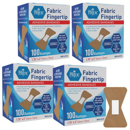 Fabric Adhesive Fingertip Bandages Hypoallergenic - 1.75" × 3"