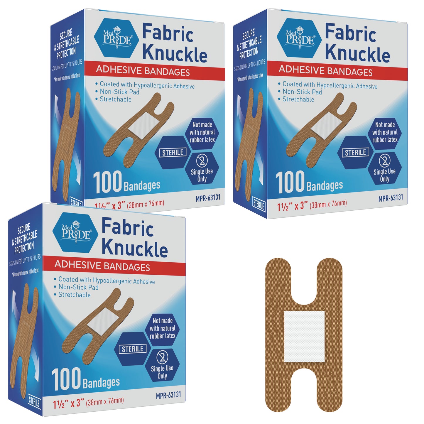 Sterile Fabric Fingertip & Knuckle Adhesive Bandages – 100ct