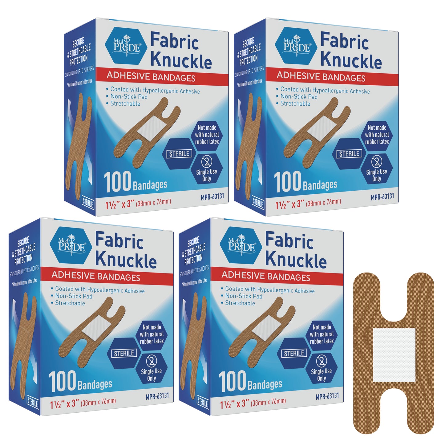 Sterile Fabric Fingertip & Knuckle Adhesive Bandages – 100ct