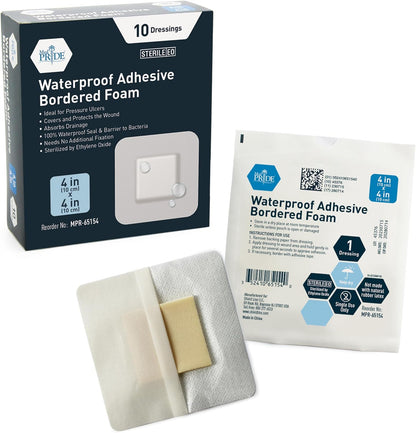 Sterile Waterproof Silicone Foam Dressing with Adhesive Border - Pack of 10