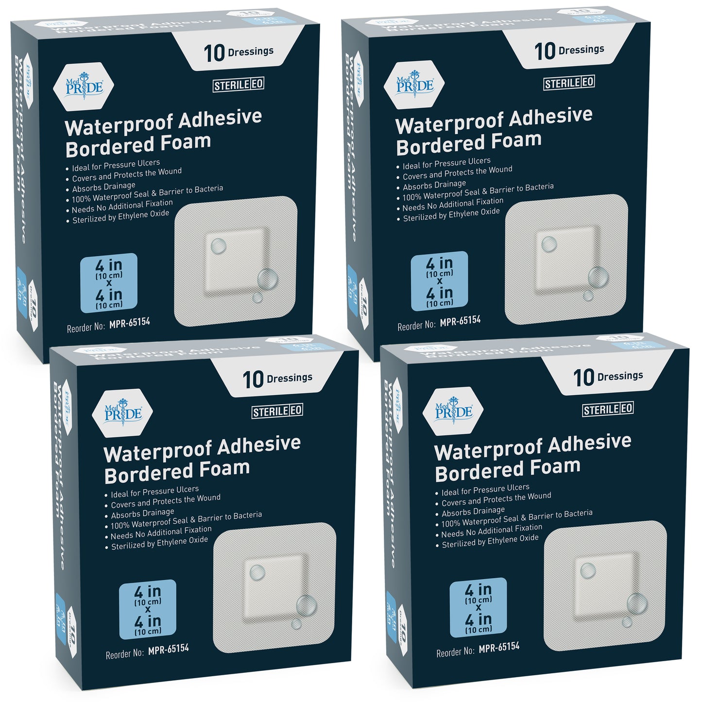 Sterile Waterproof Silicone Foam Dressing with Adhesive Border - Pack of 10