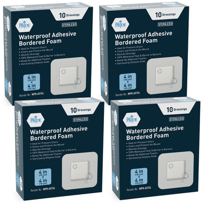Sterile Waterproof Silicone Foam Dressing with Adhesive Border - Pack of 10