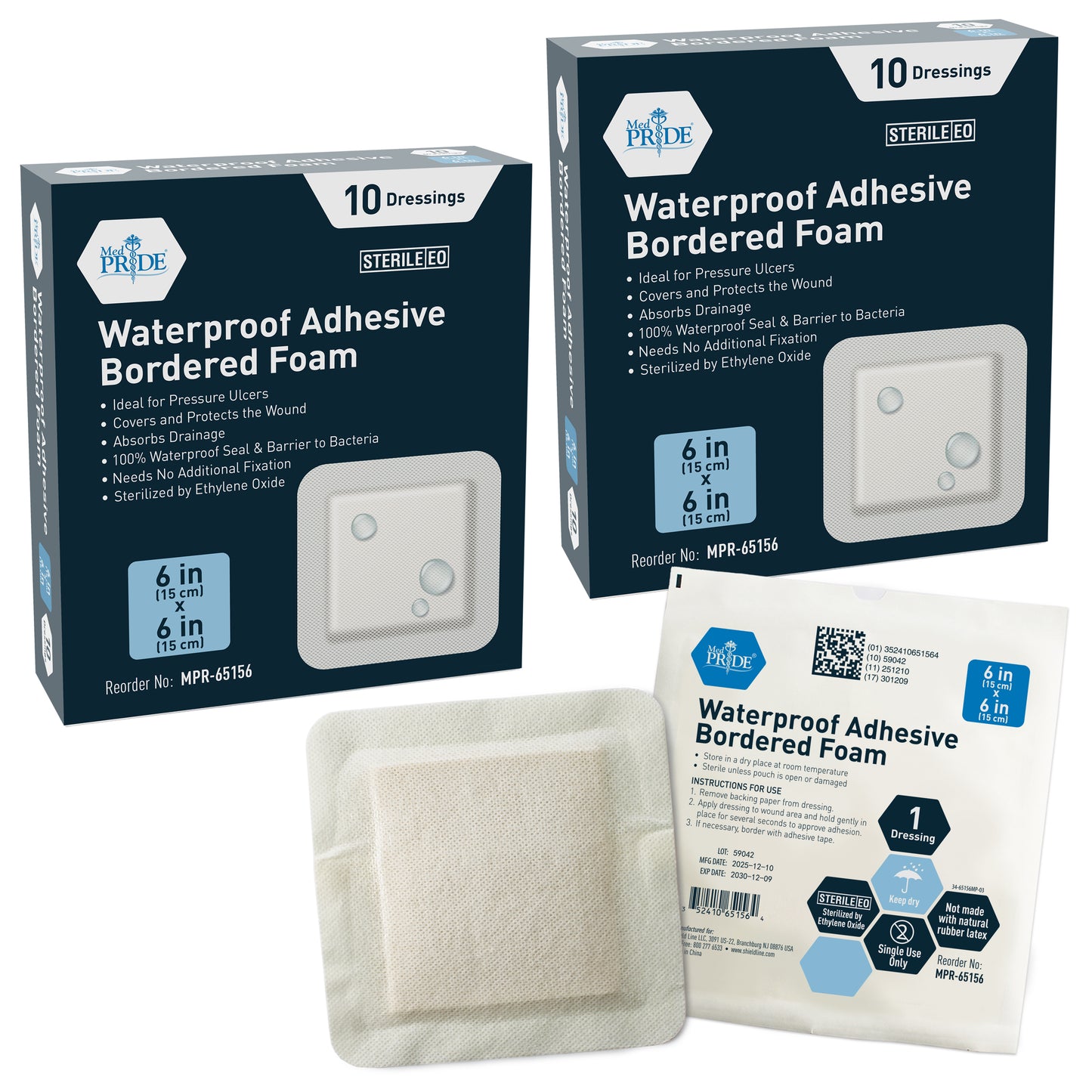 Sterile Waterproof Silicone Foam Dressing with Adhesive Border - Pack of 10