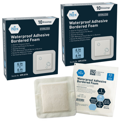 Sterile Waterproof Silicone Foam Dressing with Adhesive Border - Pack of 10