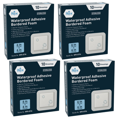 Sterile Waterproof Silicone Foam Dressing with Adhesive Border - Pack of 10
