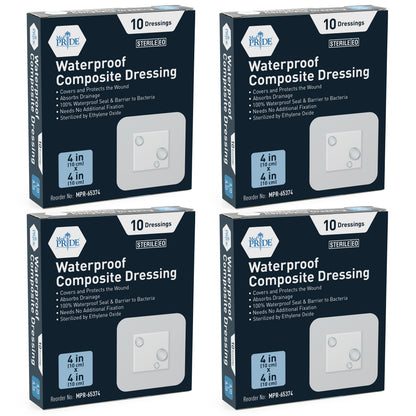 Sterile Waterproof Composite Wound Dressing Pads - Pack of 10