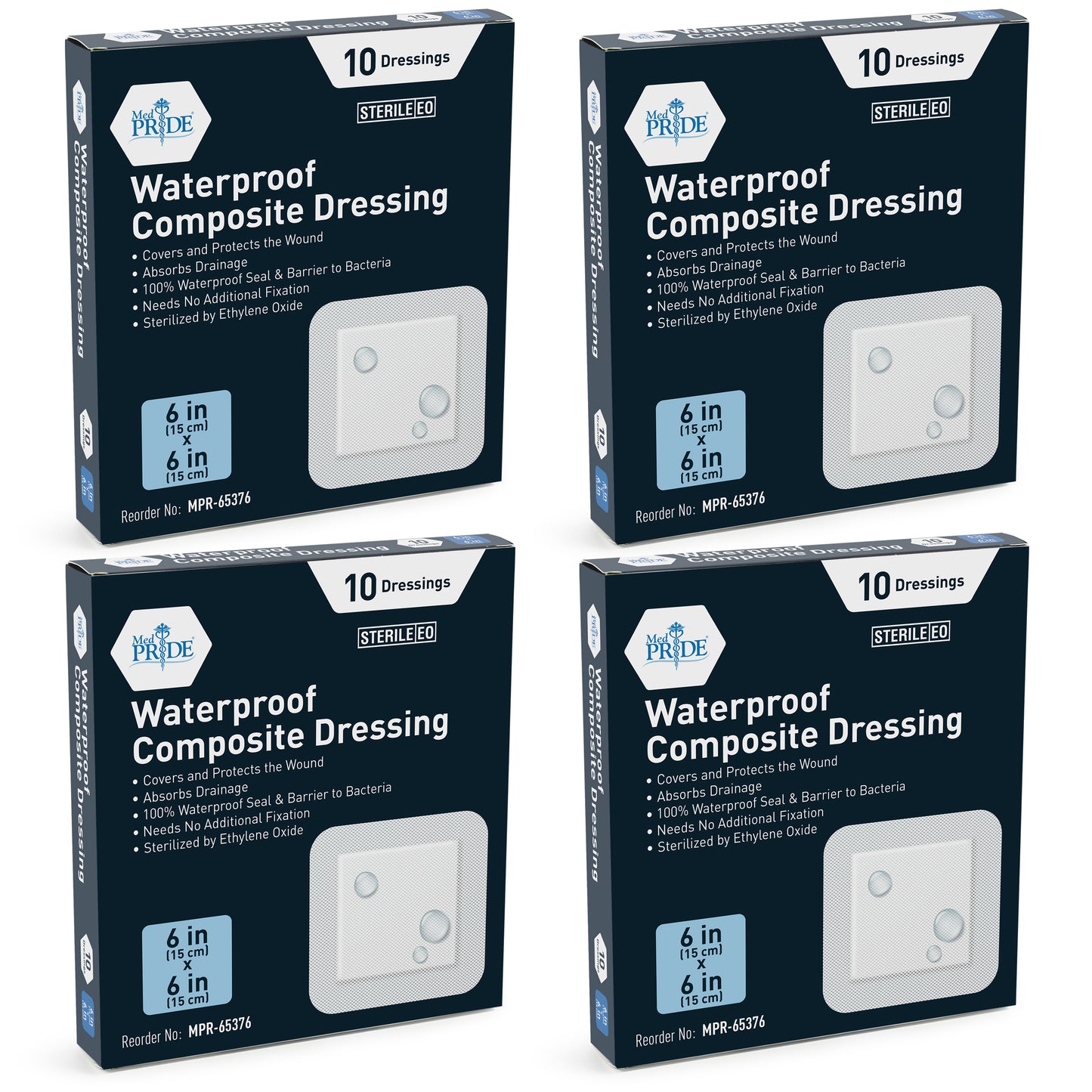 Sterile Waterproof Composite Wound Dressing Pads - Pack of 10
