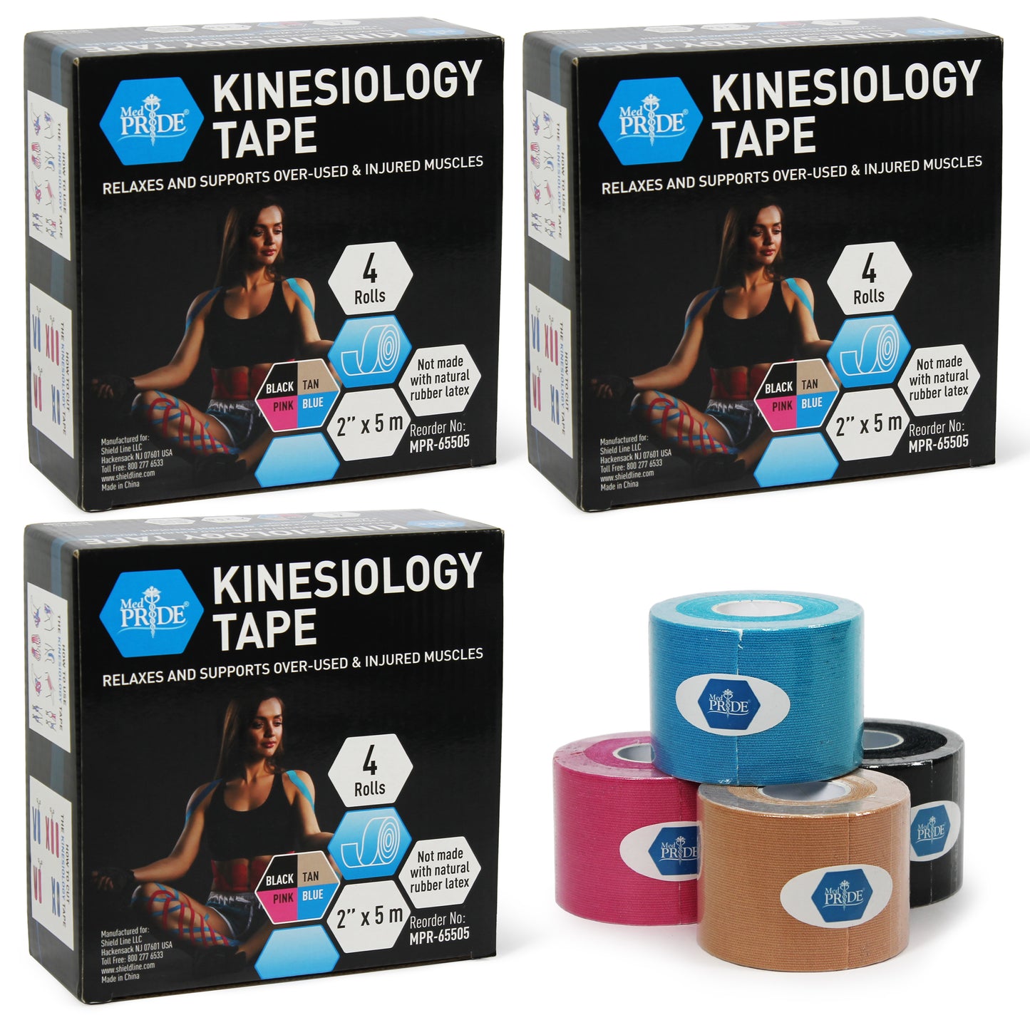 Kinesiology Tape – 2" × 16.4 ft Elastic Muscle Support Tape, 4 Colors
