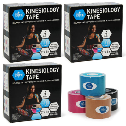 Kinesiology Tape – 2" × 16.4 ft Elastic Muscle Support Tape, 4 Colors