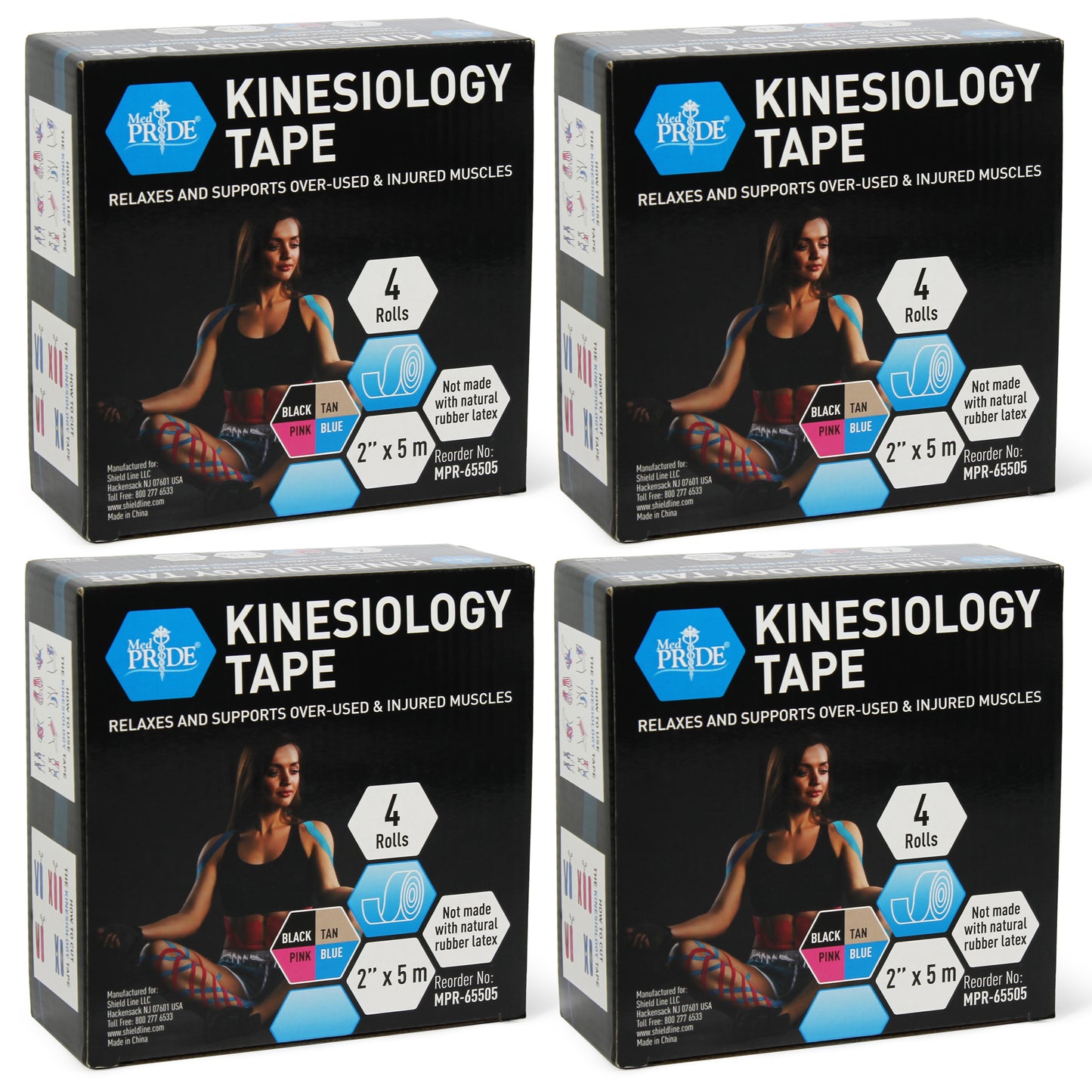 Kinesiology Tape – 2" × 16.4 ft Elastic Muscle Support Tape, 4 Colors