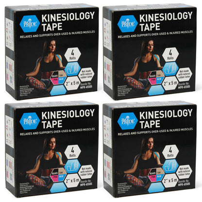 Kinesiology Tape – 2" × 16.4 ft Elastic Muscle Support Tape, 4 Colors