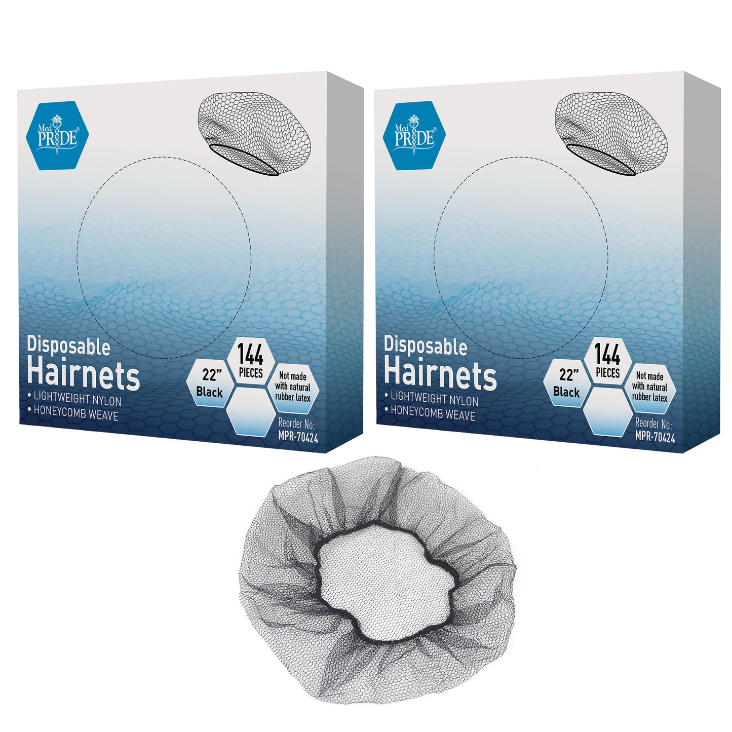 Disposable Black Nylon Hair Nets – Food Service Hair Covers, Box of 144ct