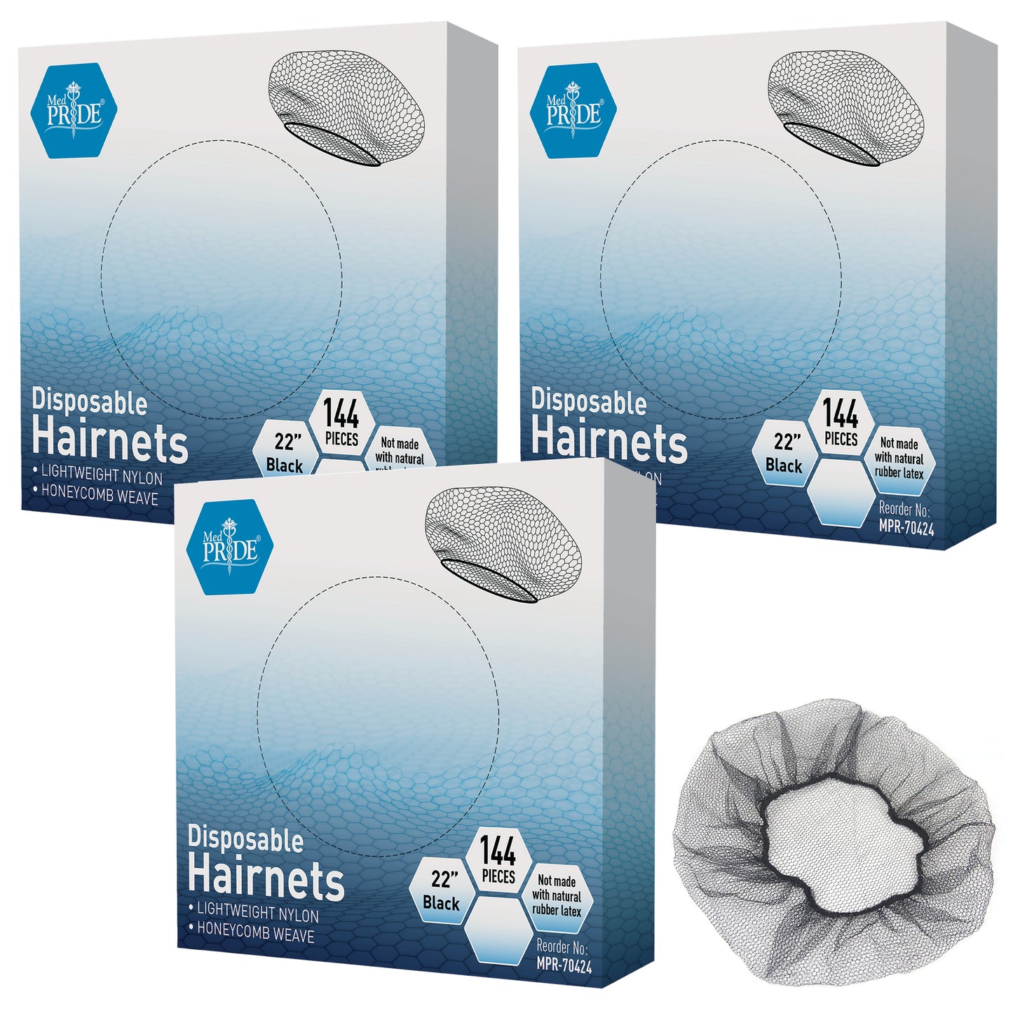 Disposable Black Nylon Hair Nets – Food Service Hair Covers, Box of 144ct
