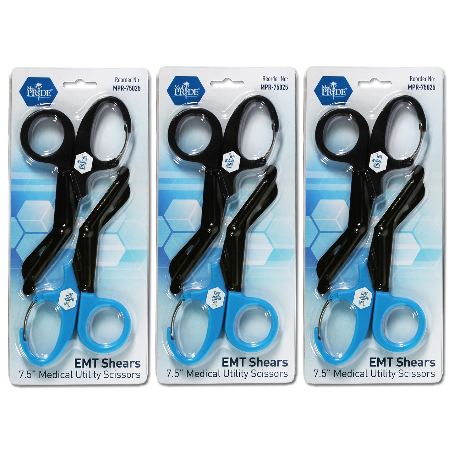 7.5" Trauma Shears – Fluoride-Coated EMT Scissors with Clip, 2 Pk