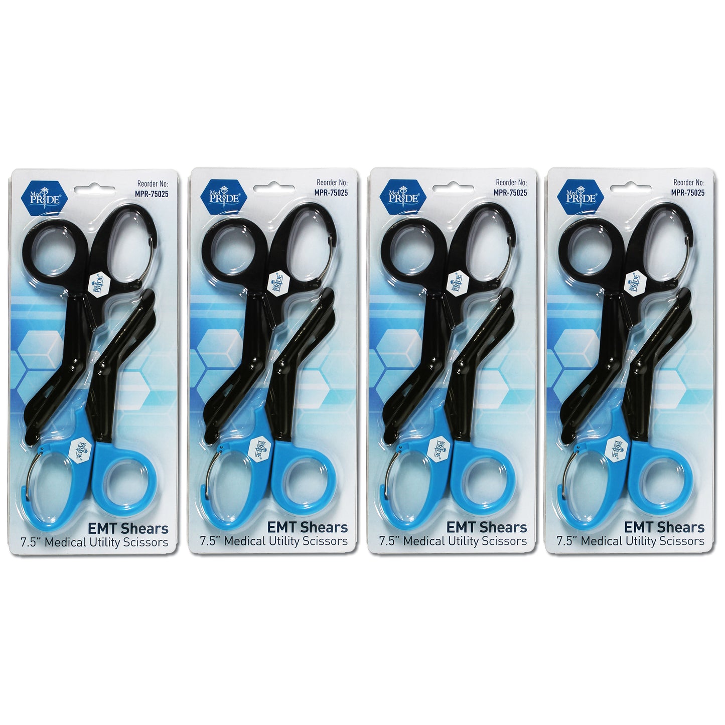 7.5" Trauma Shears – Fluoride-Coated EMT Scissors with Clip, 2 Pk