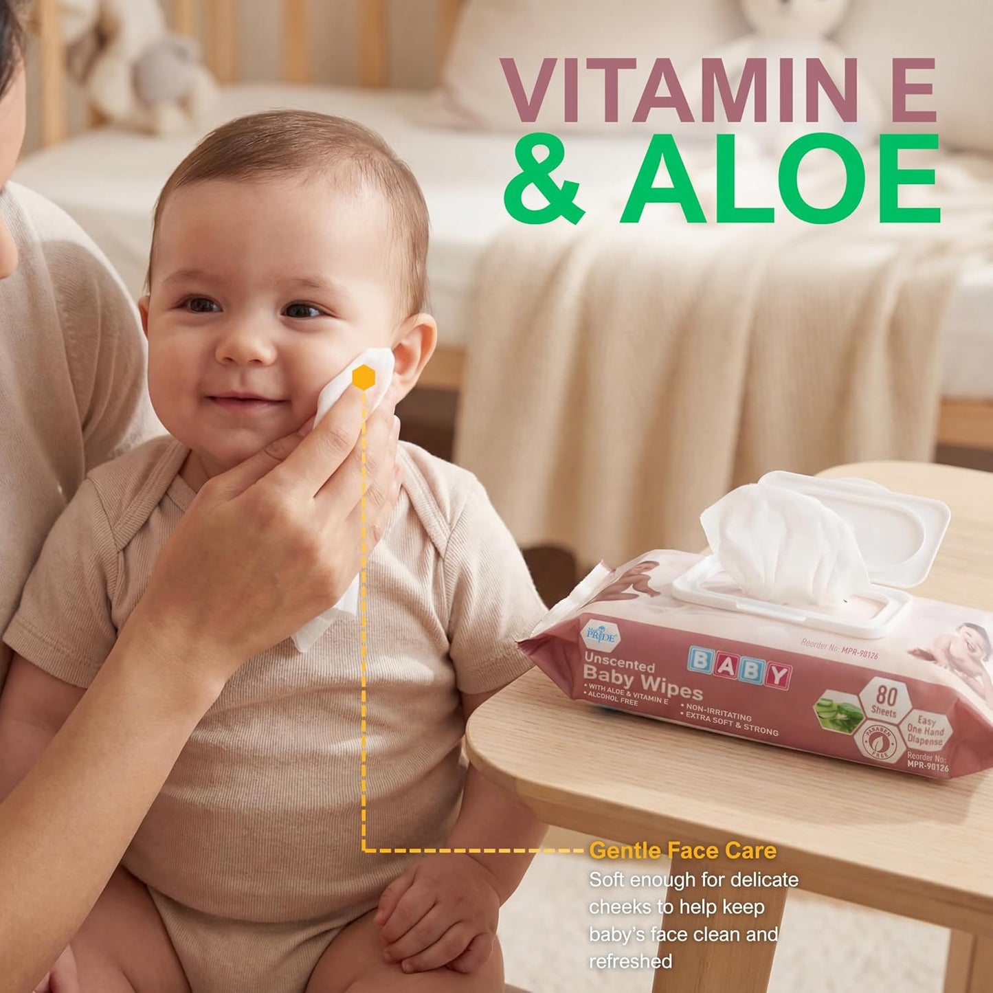 Uncented Extra Soft Baby Wipes – Aloe & Vitamin E, Alcohol-Free