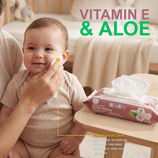 Uncented Extra Soft Baby Wipes – Aloe & Vitamin E, Alcohol-Free