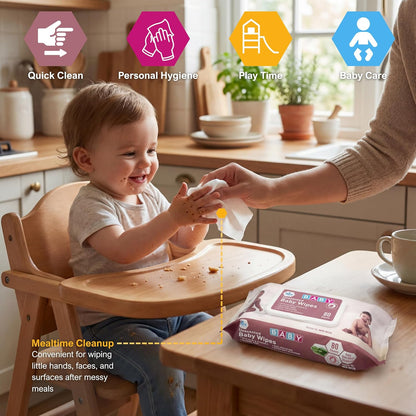 Uncented Extra Soft Baby Wipes – Aloe & Vitamin E, Alcohol-Free