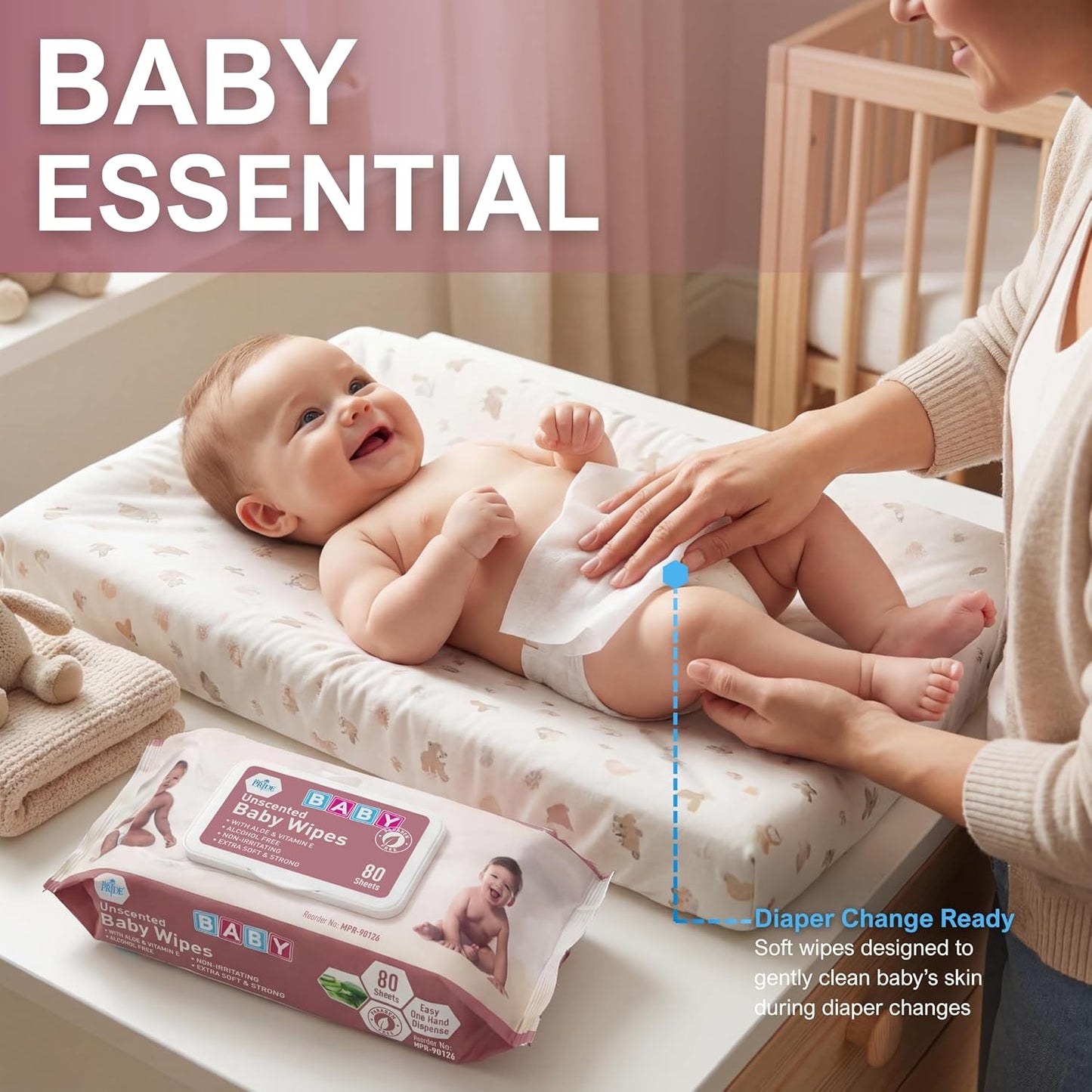 Uncented Extra Soft Baby Wipes – Aloe & Vitamin E, Alcohol-Free
