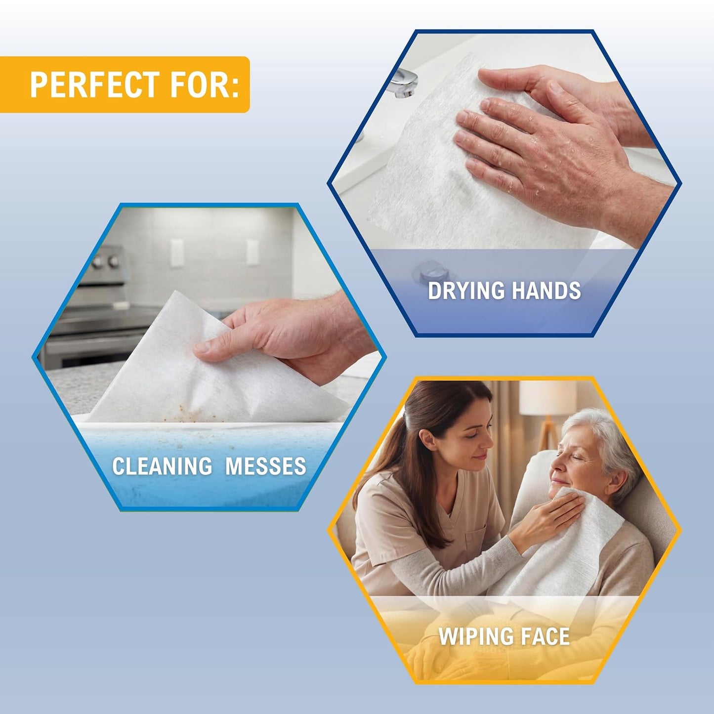Disposable Dry Wipes 11" x 12" – Ultra Soft Personal Care Washcloths