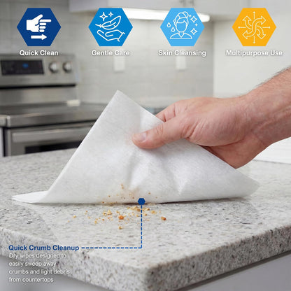 Disposable Dry Wipes 11" x 12" – Ultra Soft Personal Care Washcloths