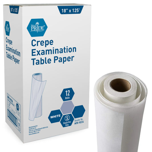 Crepe Examination Table Paper – 125 ft Rolls, Case of 12