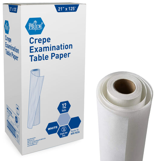 Crepe Examination Table Paper – 125 ft Rolls, Case of 12