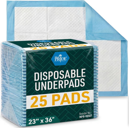 Disposable Underpads 23" x 36" – Super Absorbent Bed Pads - Blue