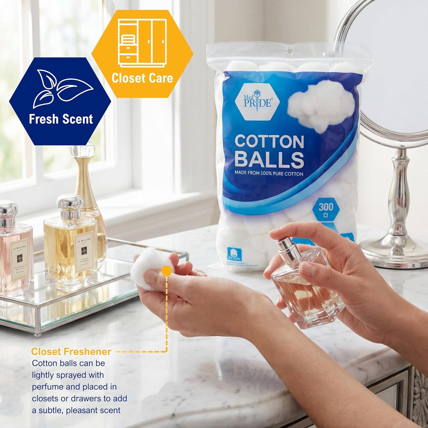 100% Cotton Balls – Ultra Soft & Absorbent, Pack of 300
