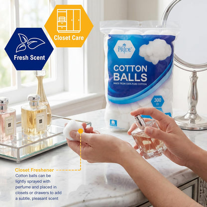 100% Cotton Balls – Ultra Soft & Absorbent, Pack of 300