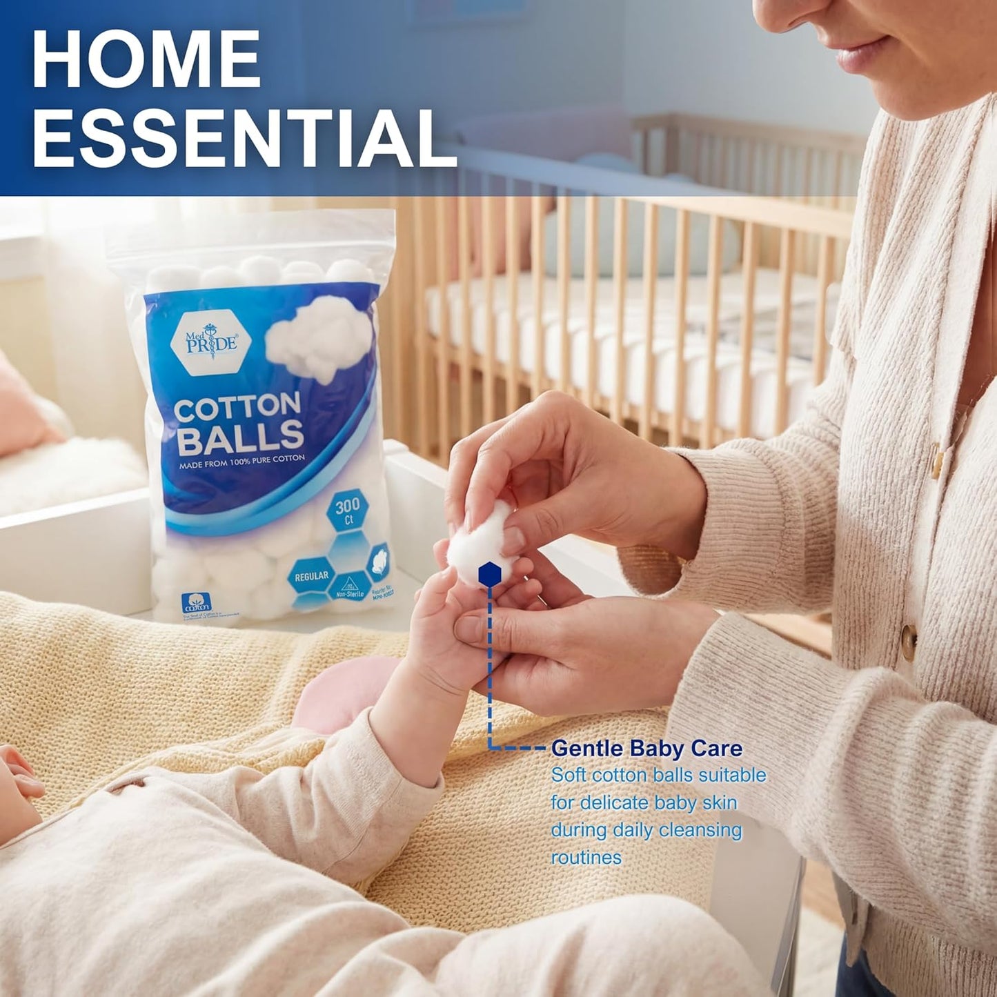 100% Cotton Balls – Ultra Soft & Absorbent, Pack of 300
