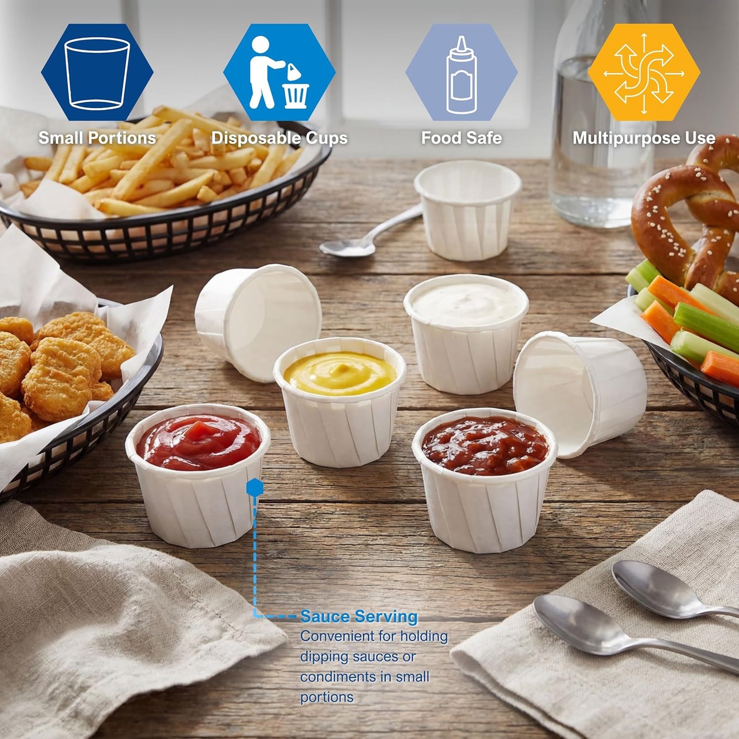 Disposable 0.75 oz Paper Soufflé Cups – 250 Count