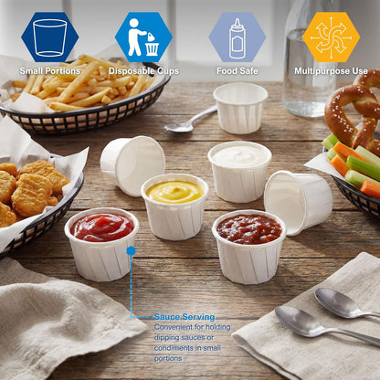 Disposable 0.75 oz Paper Soufflé Cups – 250 Count