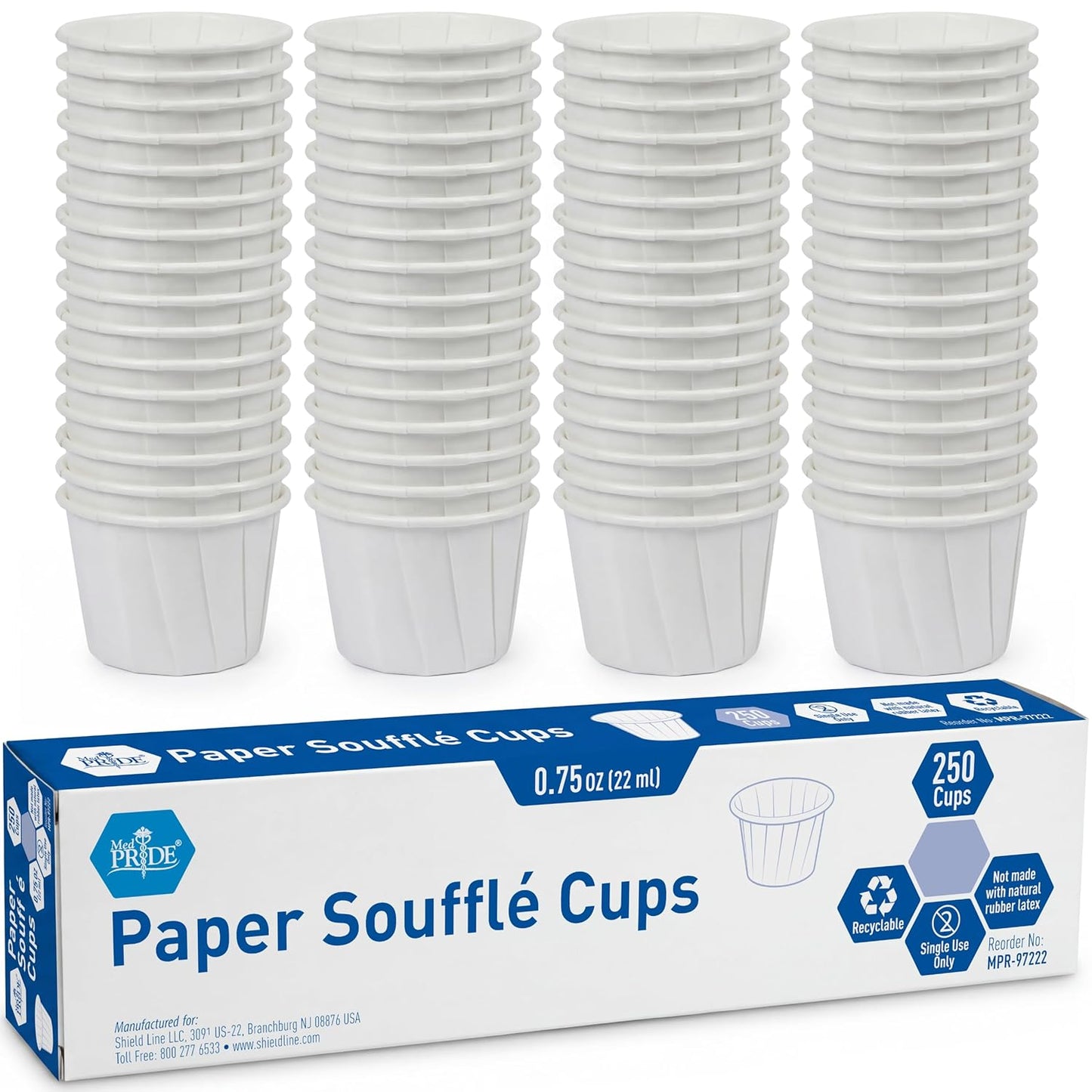 Disposable 0.75 oz Paper Soufflé Cups – 250 Count
