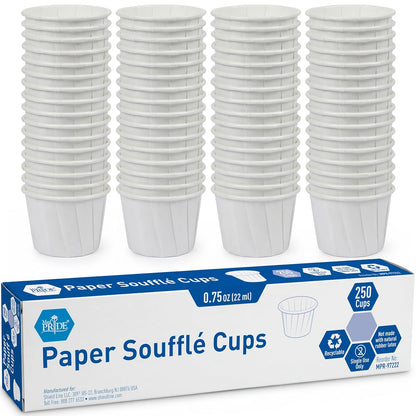 Disposable 0.75 oz Paper Soufflé Cups – 250 Count