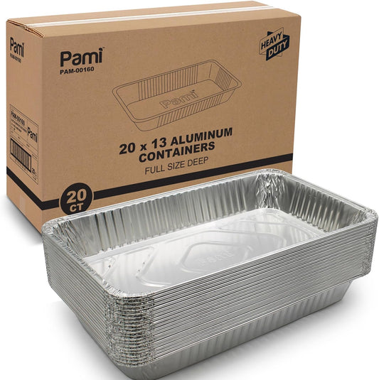 20" X 13" Aluminum Foil Containers – 20 Full-Size Deep Pans