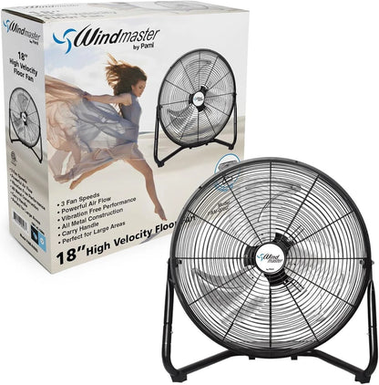 High Velocity Floor Fan 3 Speed, Adjustable Head, Carry Handle