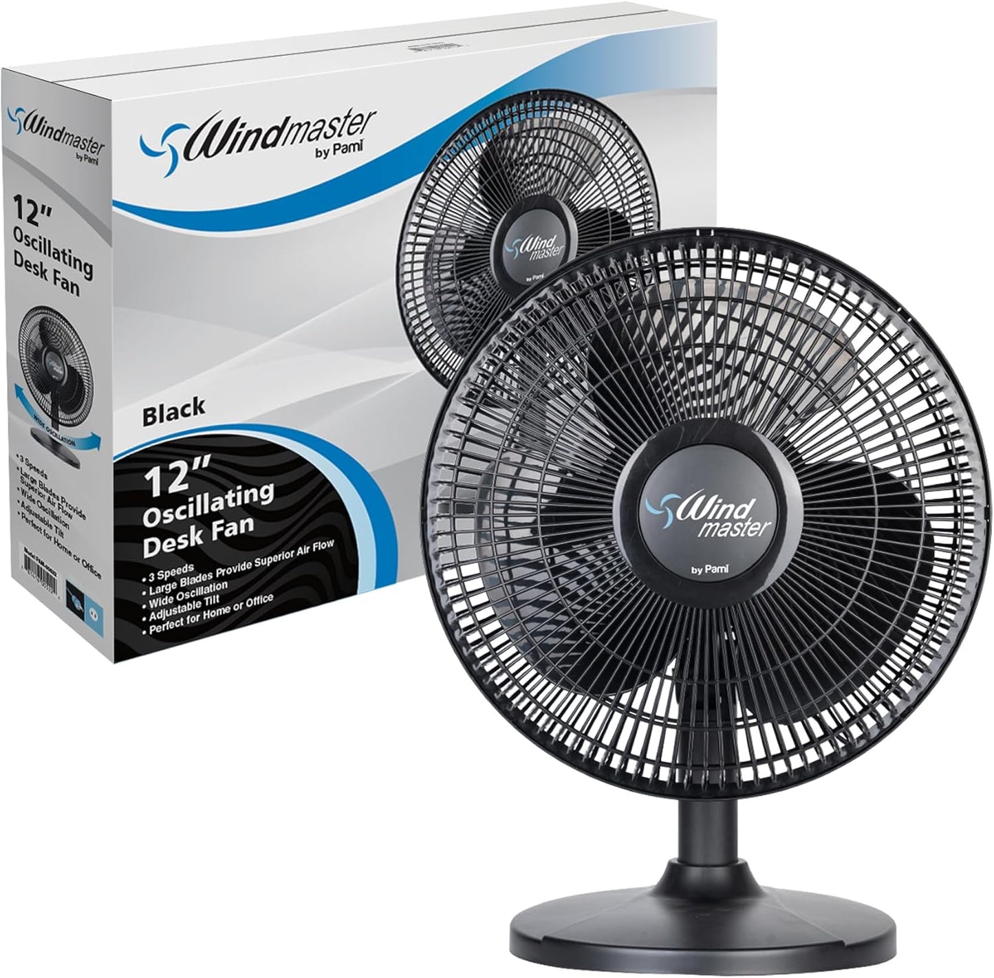 3 Speed Oscillating Desk Fan - Adjustable Tilt