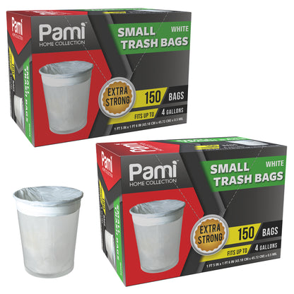 4 Gallon Small White Trash Bags – Extra Strong, 150 Pack